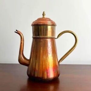 Vintage Dinant Belgium Copper/Brass Teapot 9.7" Tall